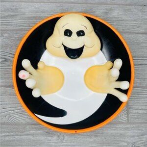 Vtg Gemmy Halloween Candy Bowl Talking Ghost hand move trick or treat Halloween